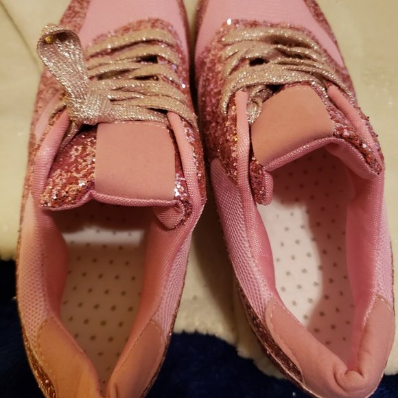 Pink Glittered Sneakers Sz 41 - Picture 5 of 6